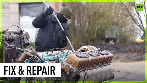 Russian repair teams fix and improve military equipment