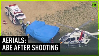 Aerial footage: Ex-PM Abe moved from ambulance to helicopter