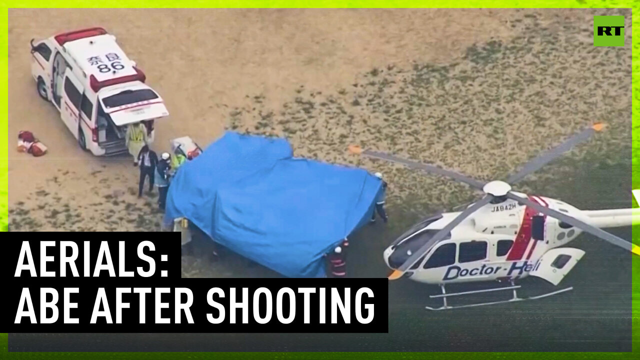 Aerial footage: Ex-PM Abe moved from ambulance to helicopter