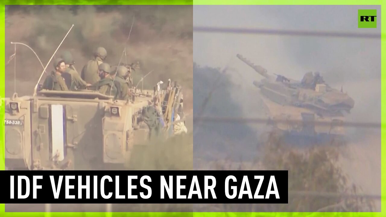 Israeli military vehicles moving near Gaza