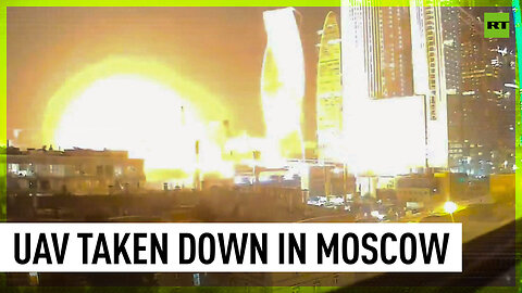 The moment of UAV interception near Moscow City business center