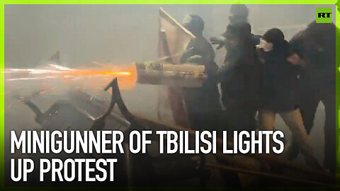 Minigunner of Tbilisi lights up protest