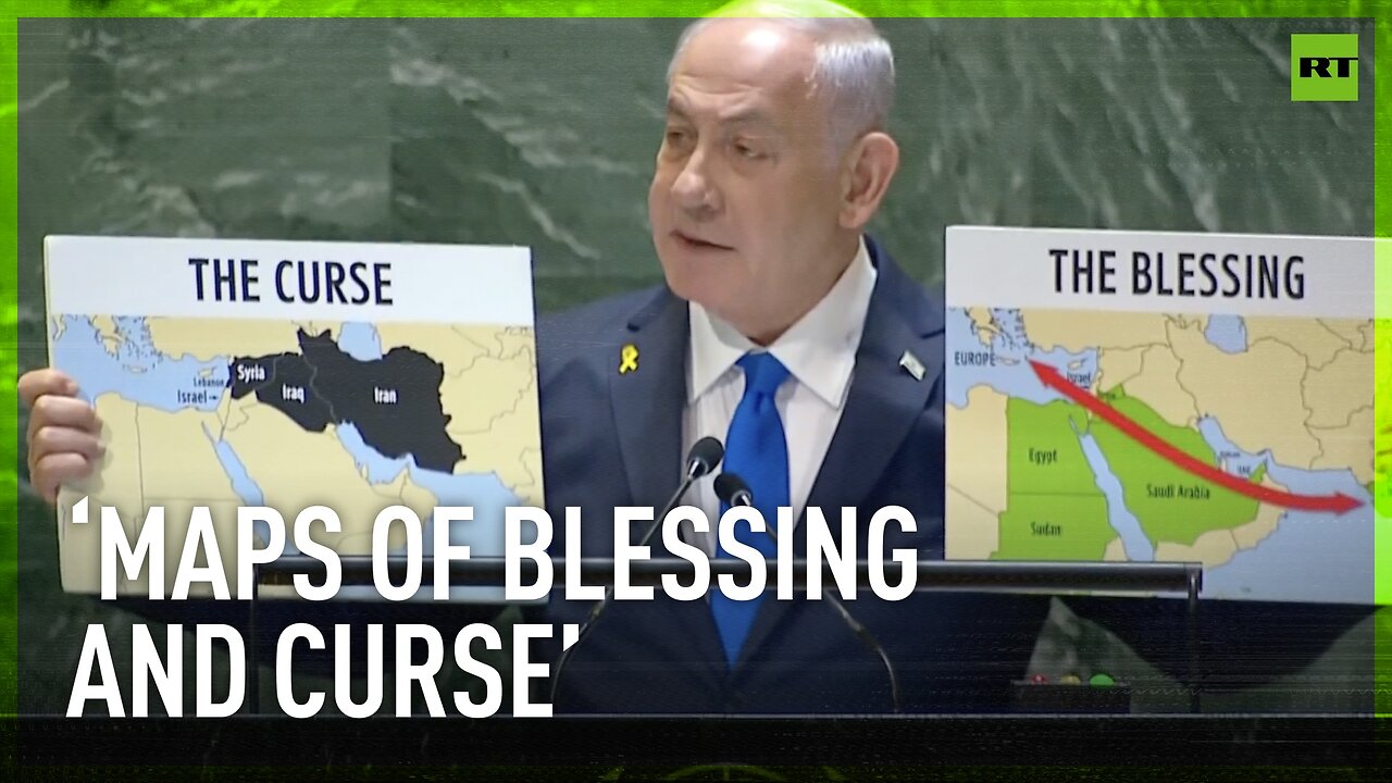 Netanyahu shows ‘maps of blessing and curse’