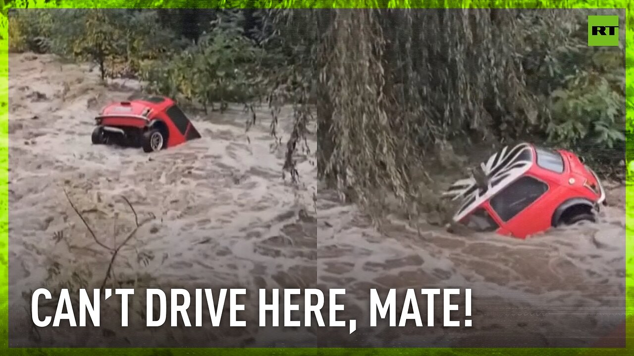 Mini Cooper turns submarine amid flooding in France’s Ardèche region