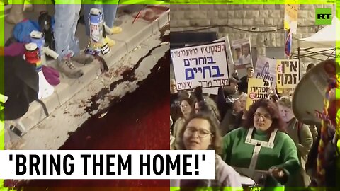 Families of hostages rally near PM Netanyahu’s residence
