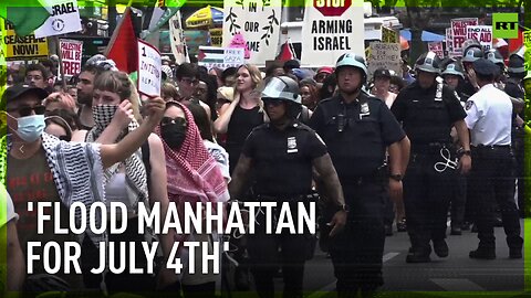 NYC streets flooded with Gaza supporters on July 4th
