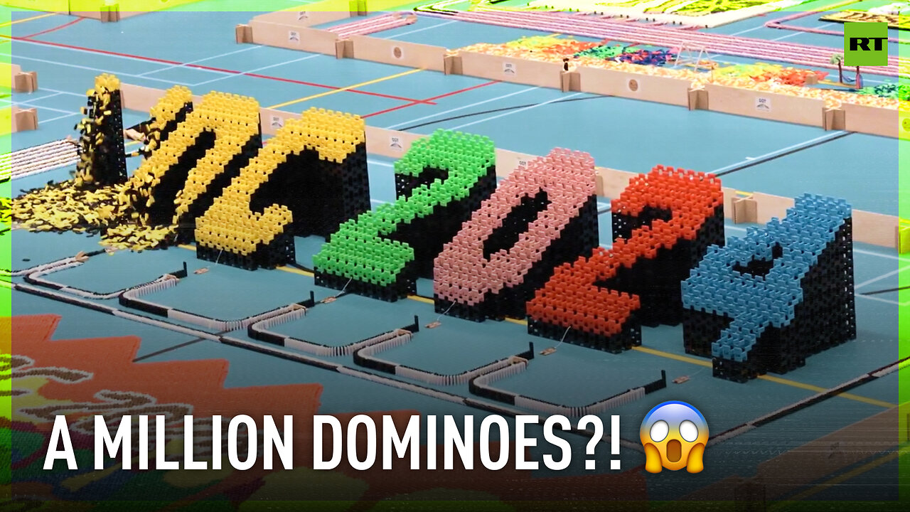 900,000 piece dominoes fall in 10 minutes!