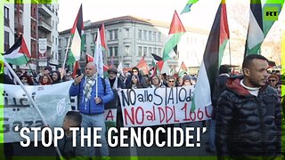 Pro-Palestine demonstrators rally in Milan, condemn Israeli airstrikes on Syria