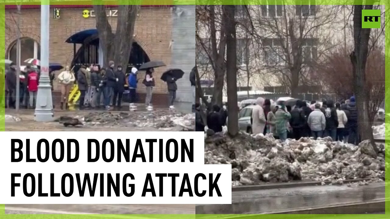 Huge queue outside the blood transfusion center in Moscow