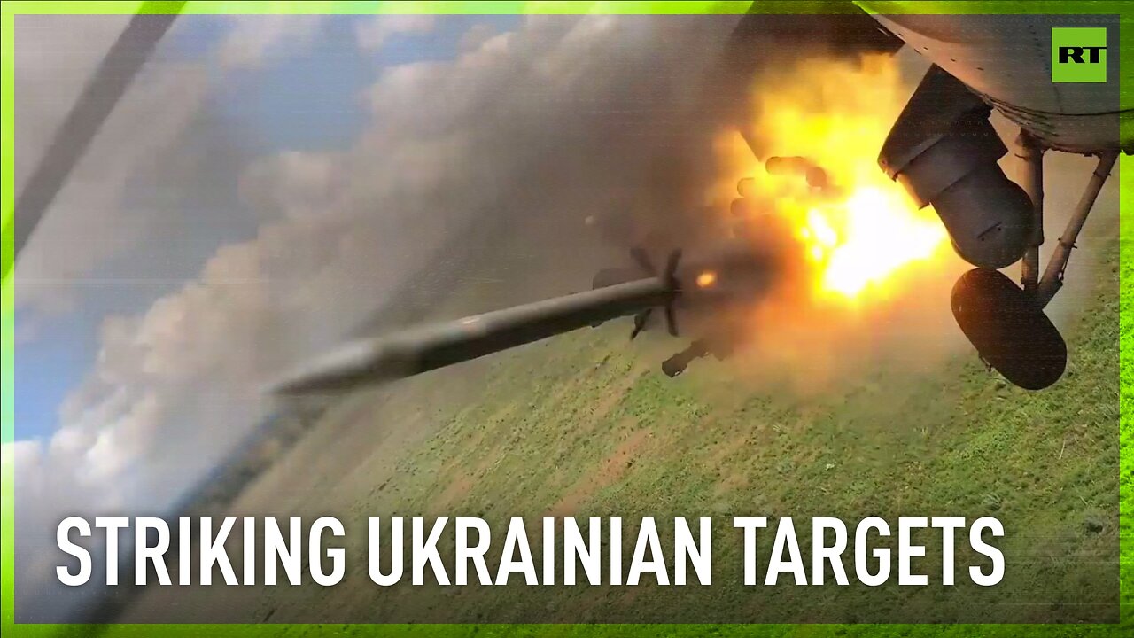 Russian Mi-35M helicopter strikes Ukrainian units