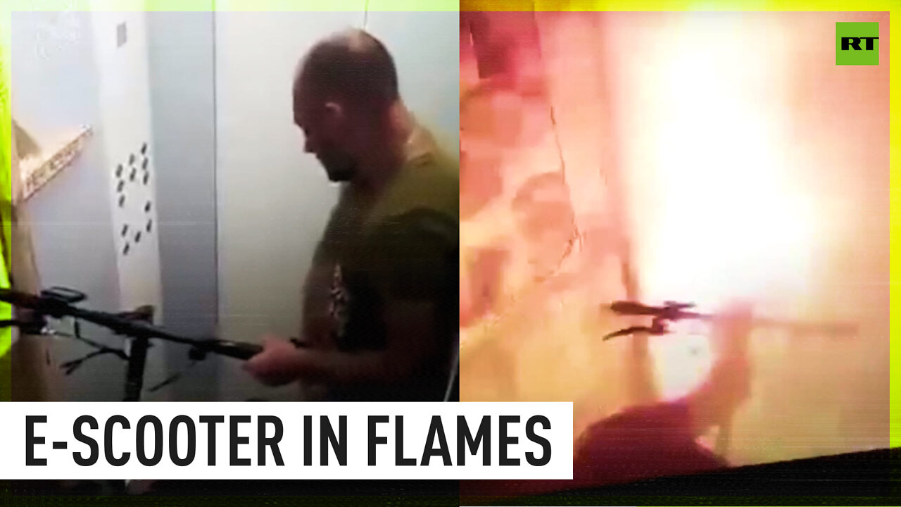 Man trapped in elevator with burning e-scooter