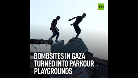 Bombsites in Gaza turned into parkour playgrounds