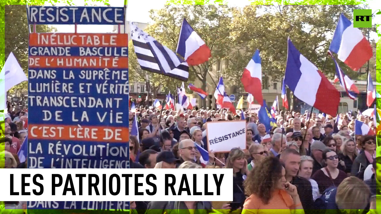 Les Patriotes party supporters rally in Paris against NATO and sanctions on Russia