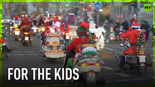 Christmas charity biker convoy brings presents to children in need in Berlin