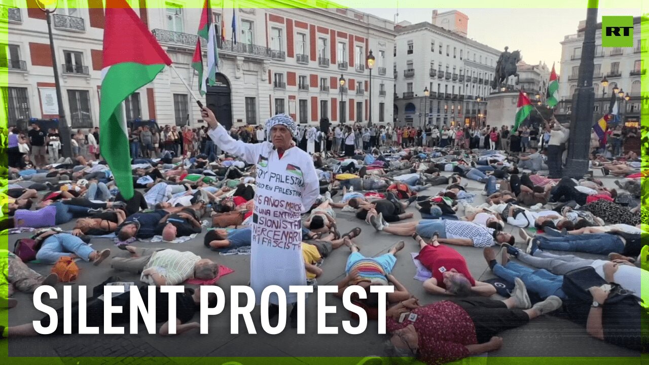 Pro-Palestine activists stage die-in protest in Madrid