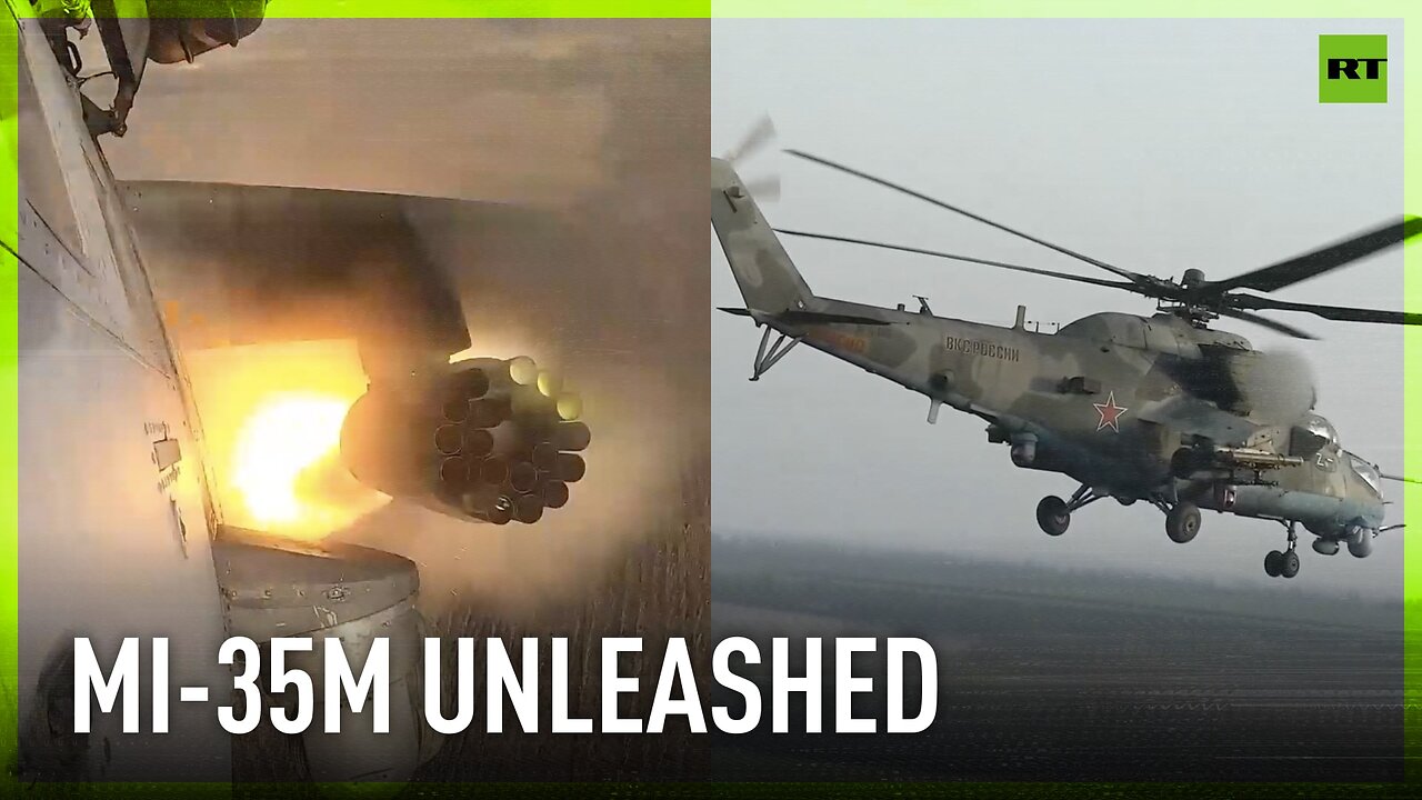 Russian Mi-35M helicopter hits Ukrainian positions