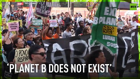 Mass Sao Paulo rally of eco-activists against Amazon deforestation