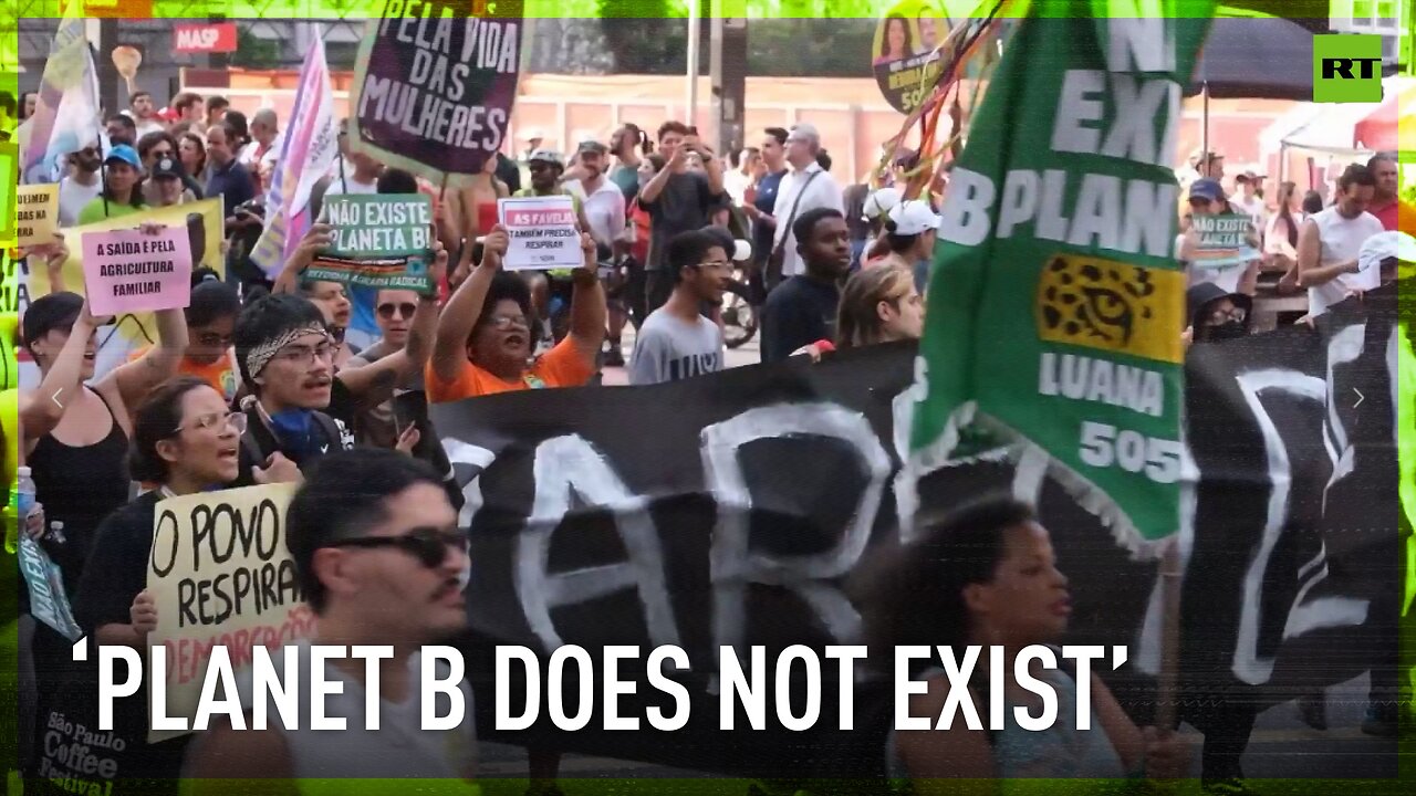 Mass Sao Paulo rally of eco-activists against Amazon deforestation