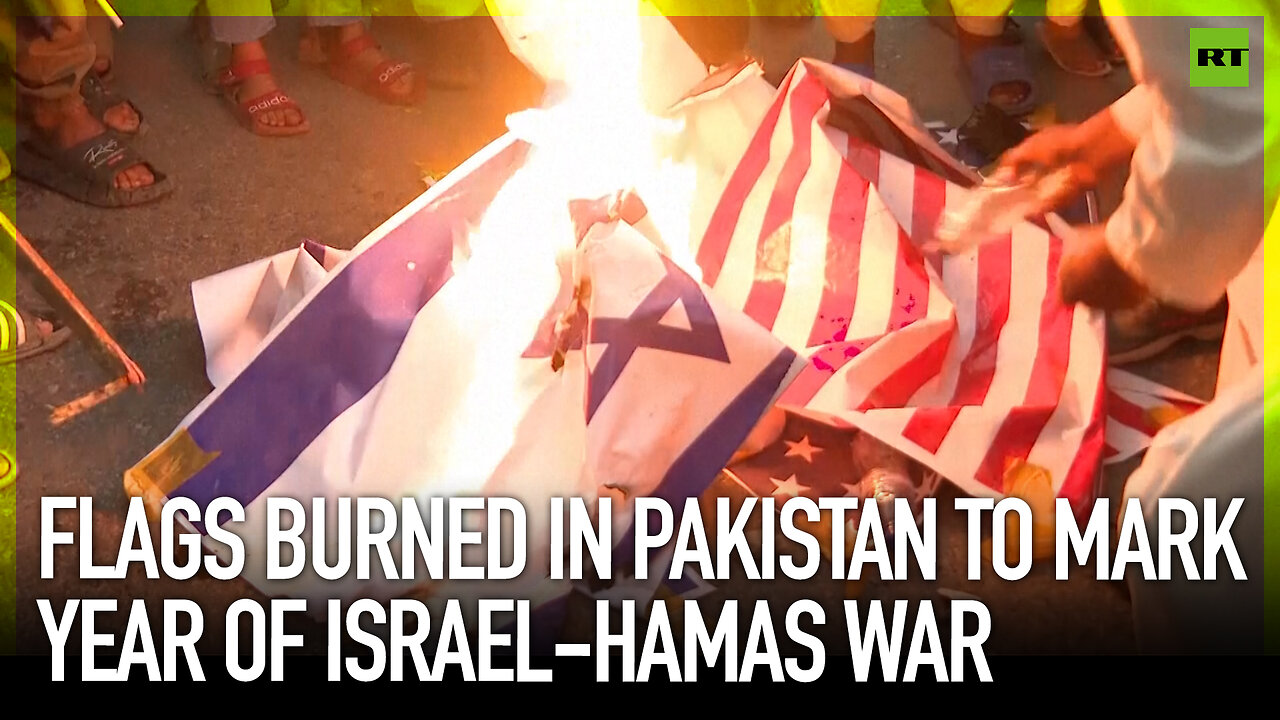 Flags burned in Pakistan to mark year of Israel-Hamas war