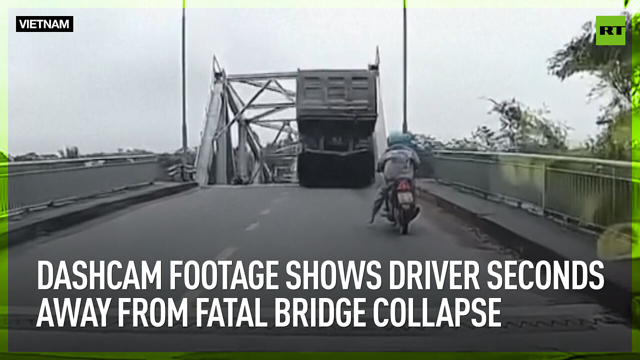 Dashcam footage shows driver seconds away from fatal bridge collapse