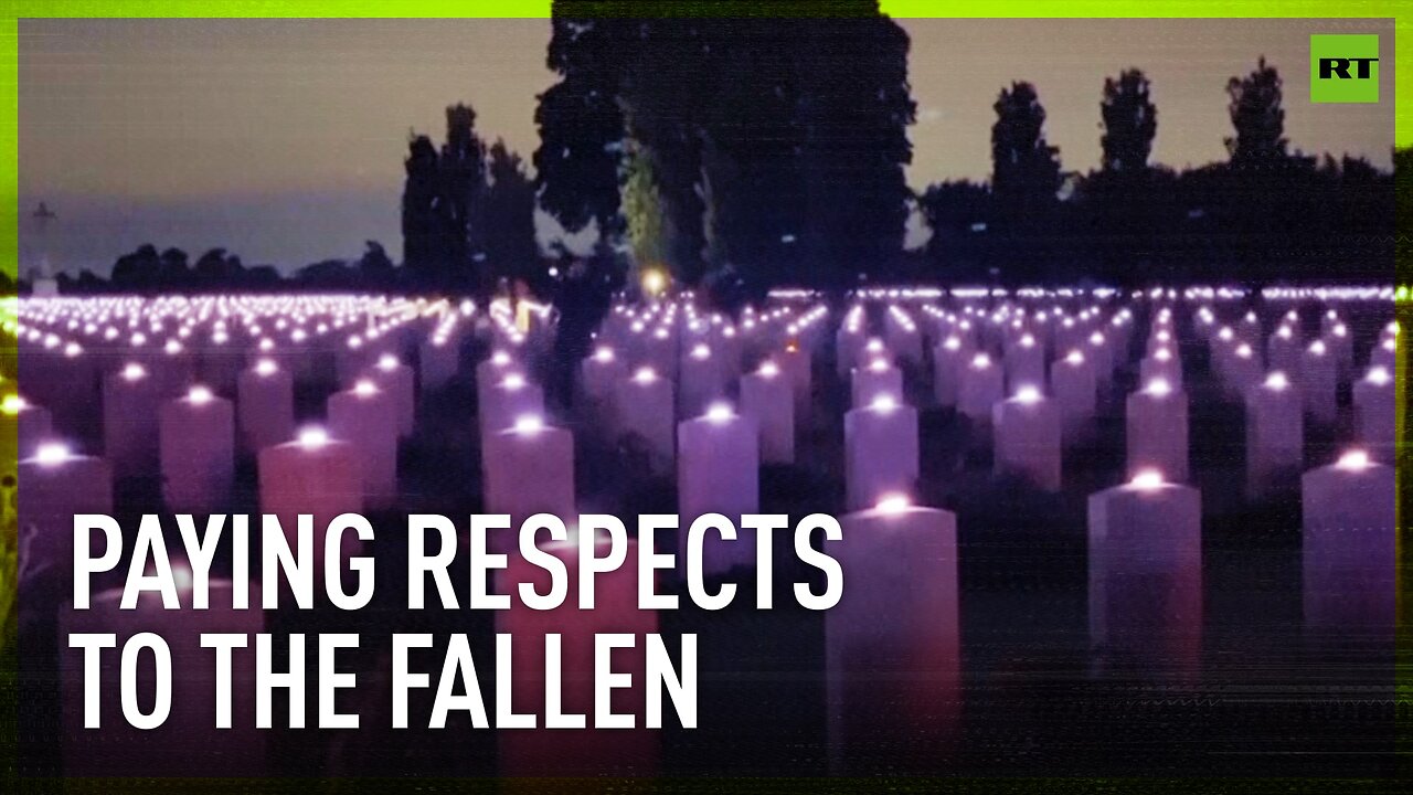 D-Day commemorations | Tombstones of WWII soldiers lit up at Normandy’s cemetery