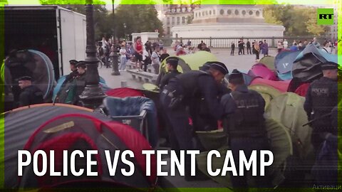 Paris police dismantle homeless camp near Olympic Rings