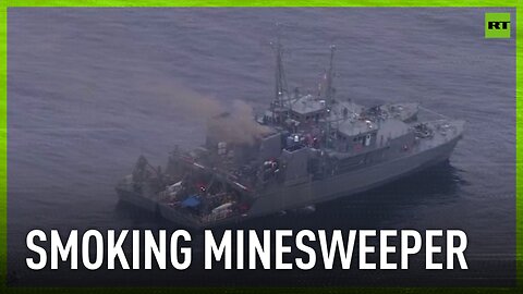 Japanese minesweeper vessel ablaze off Fukuoka Prefecture