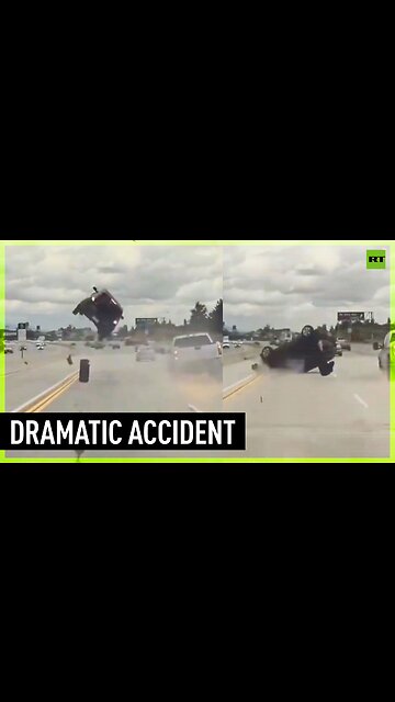 Popped off tire sends car flying into air on LA freeway