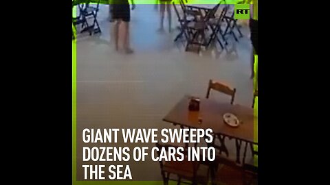 Giant wave sweeps dozens of cars into the ocean