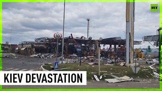 Devastation on Kiev freeway after fighting