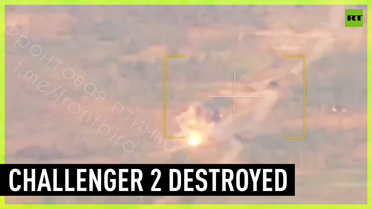 Moment Challenger 2 tank destroyed caught on camera