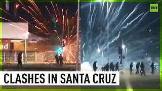 Exploding fireworks fill Bolivia streets during protest