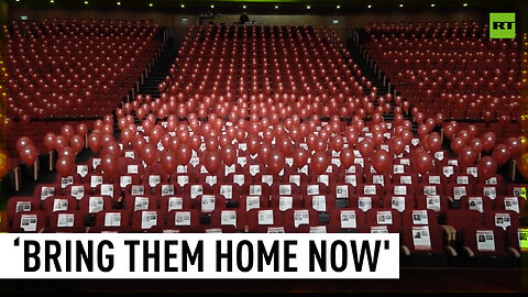 Thousands of balloons placed in auditorium of Jerusalem's ICC for those kidnapped by Hamas