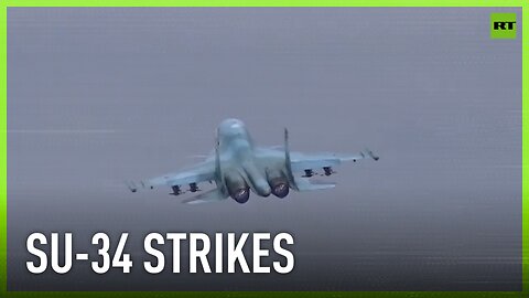 Russian Su-34 strikes concentration of Ukrainian troops