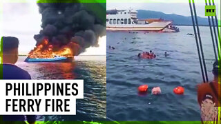 Ferry with 130+ onboard catches fire off Philippines coast