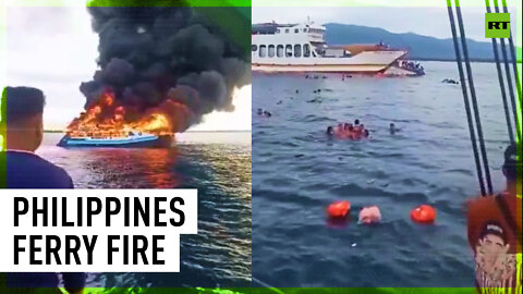 Ferry with 130+ onboard catches fire off Philippines coast