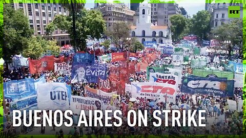 Thousands hit Buenos Aires streets in strike over president's economic reforms | DRONE FOOTAGE