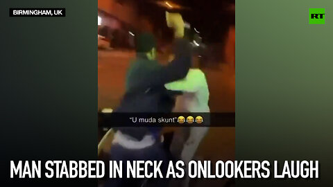 Man stabbed in neck as onlookers laugh