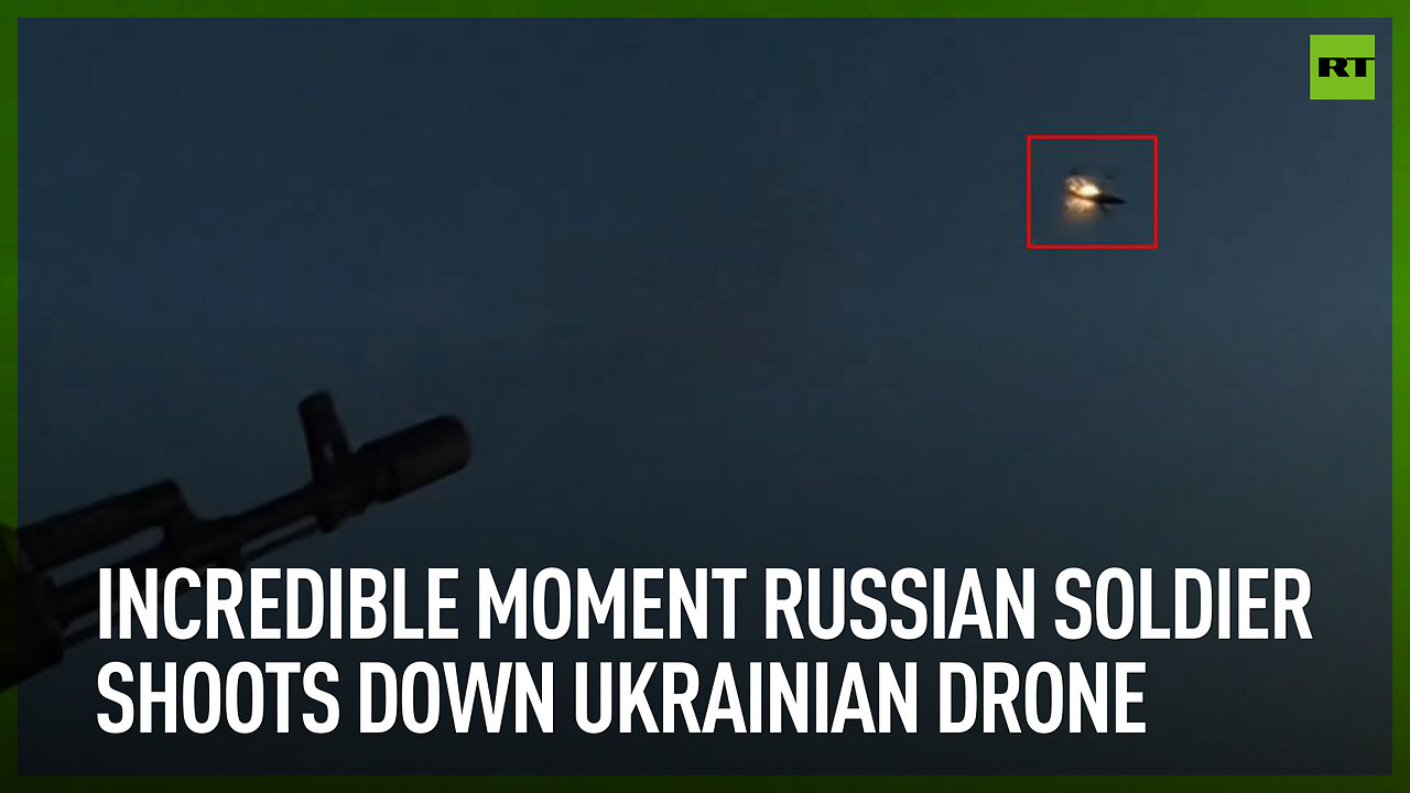 Incredible moment Russian soldier shoots down Ukrainian drone