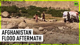 Houses destroyed by floods in Afghan province