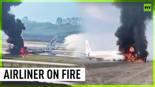 Chinese plane bursts into flames during takeoff