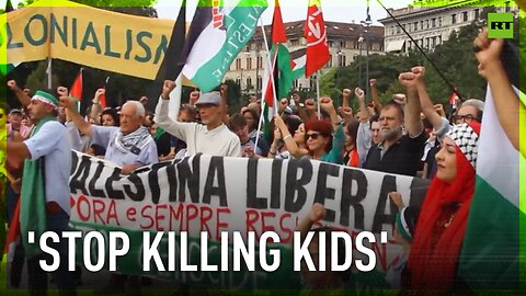 Milan march of solidarity with Gaza