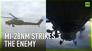 Defending Kursk | Russian Mi-28NM helicopter strikes Ukrainian troops