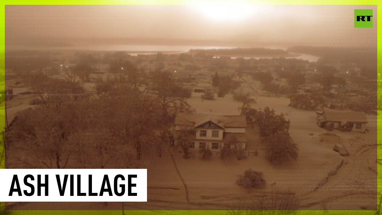 Volcanic eruption leaves village coated in ash