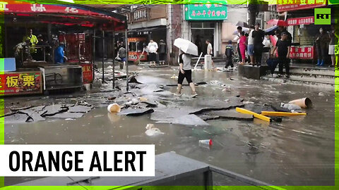 Streets of Xi'an, China heavily flooded