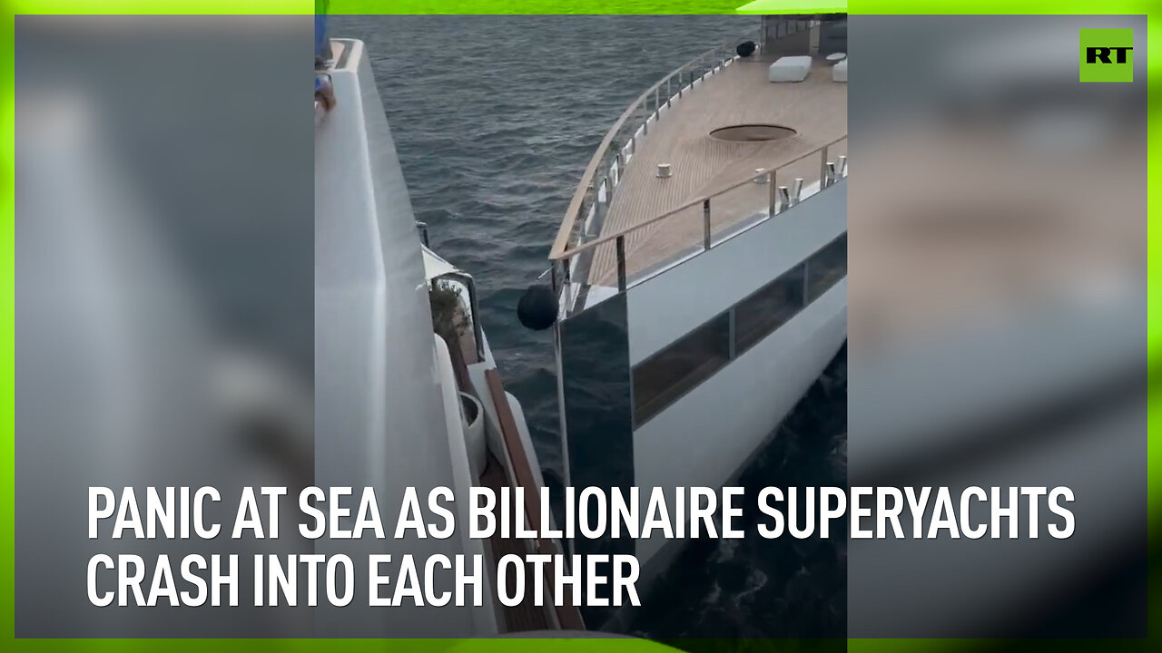 Panic at sea as billionaire superyachts crash into each other