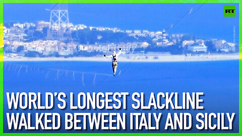 World’s longest slackline walked between Italy and Sicily
