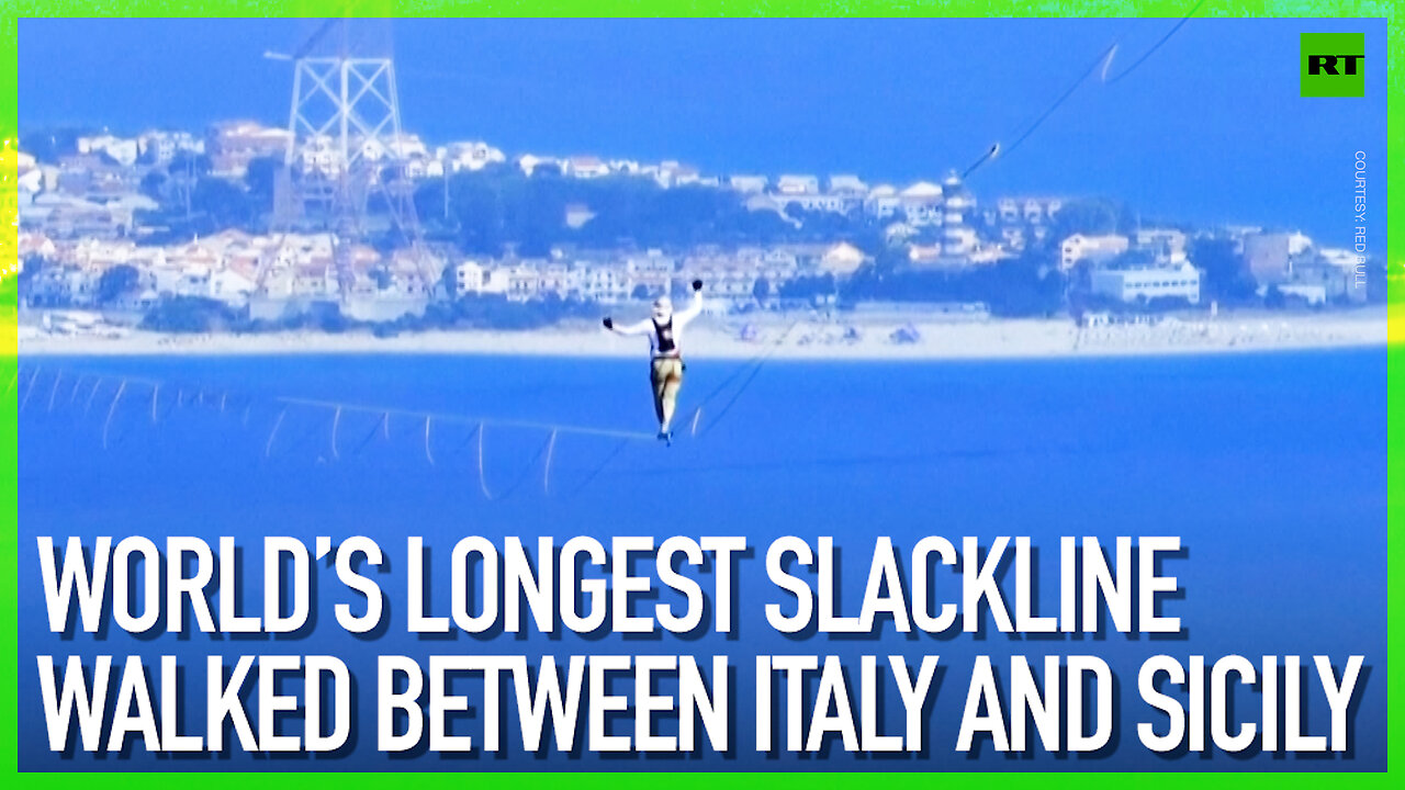 World’s longest slackline walked between Italy and Sicily