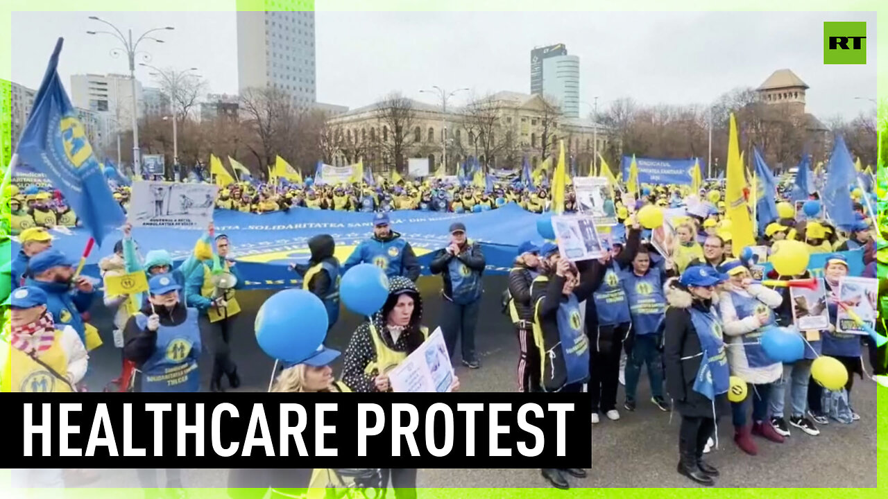 Romanian healthcare trade unions hold massive rally in Bucharest