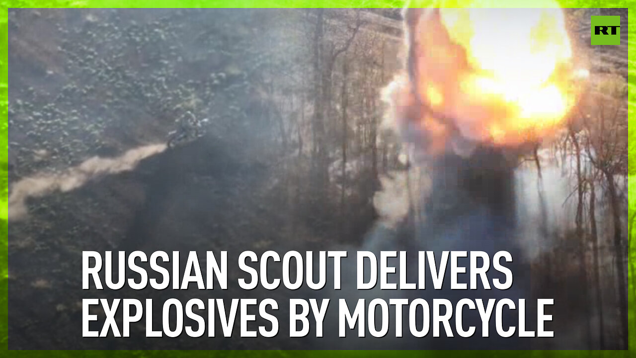 Russian scout delivers explosives by motorcycle